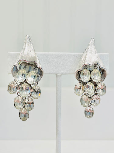 Silver Mesh and Rhinestone Necklace Earring Set Jewelry Bloomers and Frocks